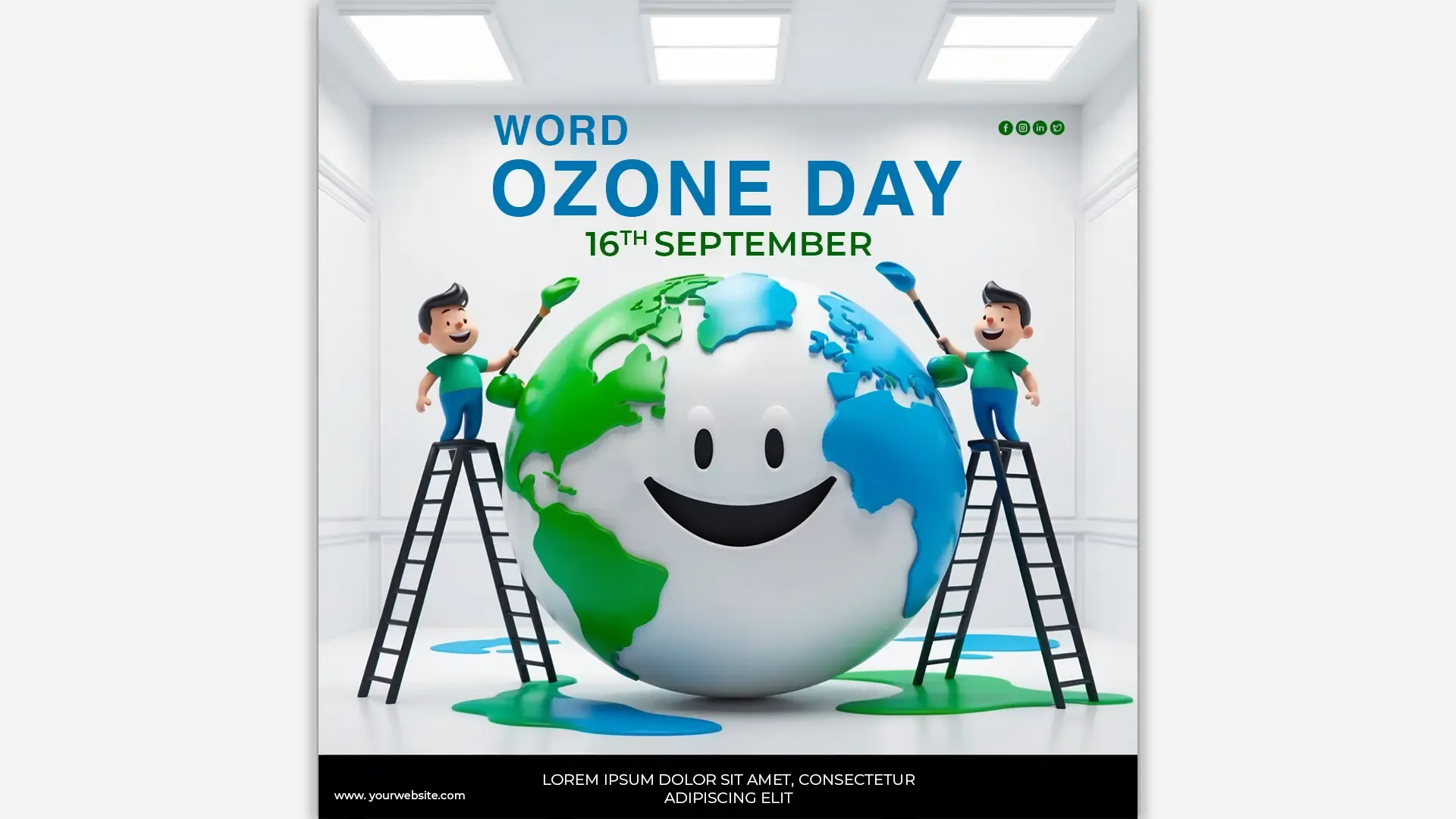 Creative 3D Earth Design for World Ozone Day Social Media Post image